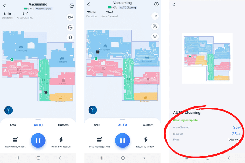 Die strukturierte und schnelle Lasernavigation ist anhand der Navigationspfade in der Ecovacs Deebot T10 App zu sehen
